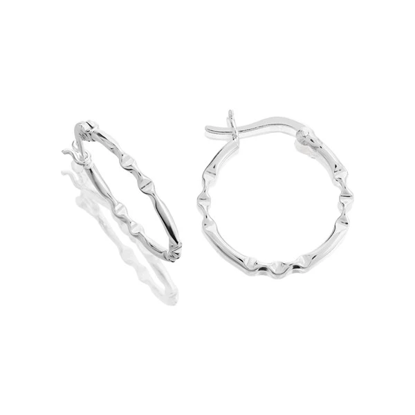 Silver Fancy Hoop Earrings - 20mm - F13111 1 Silver Fancy Hoop Earrings - 20mm - F13111