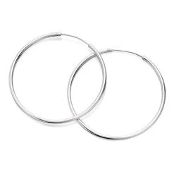Silver Tube Hoop Earrings - 30mm - F1345