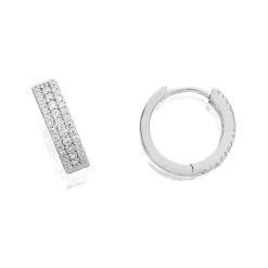 Silver Cubic Zirconia Hoop Earrings - 14mm - F1394