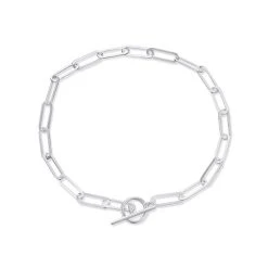 Silver Paperclip T-Bar Bracelet - 7.5in - F14116