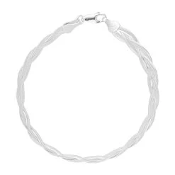 Silver 5mm Wide Herringbone Plait Bracelet - 7.5in - F14137