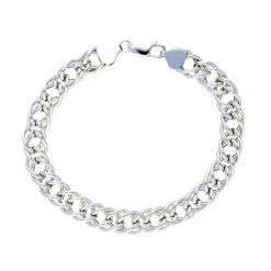 Silver 8mm Wide Double Curb Bracelet - 8in - F14138