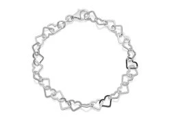 Silver Hearts Bracelet - 7in - F1574