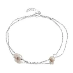 Silver Cultured Freshwater Pearl Anklet - 9.5in - F2016