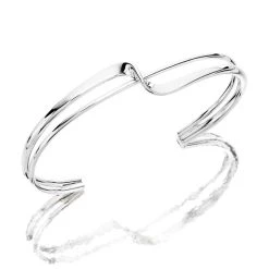 Silver Crossover Twist Torc Bangle - F2878