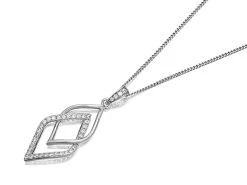Silver Cubic Zirconia Rhombus Necklace - F33004