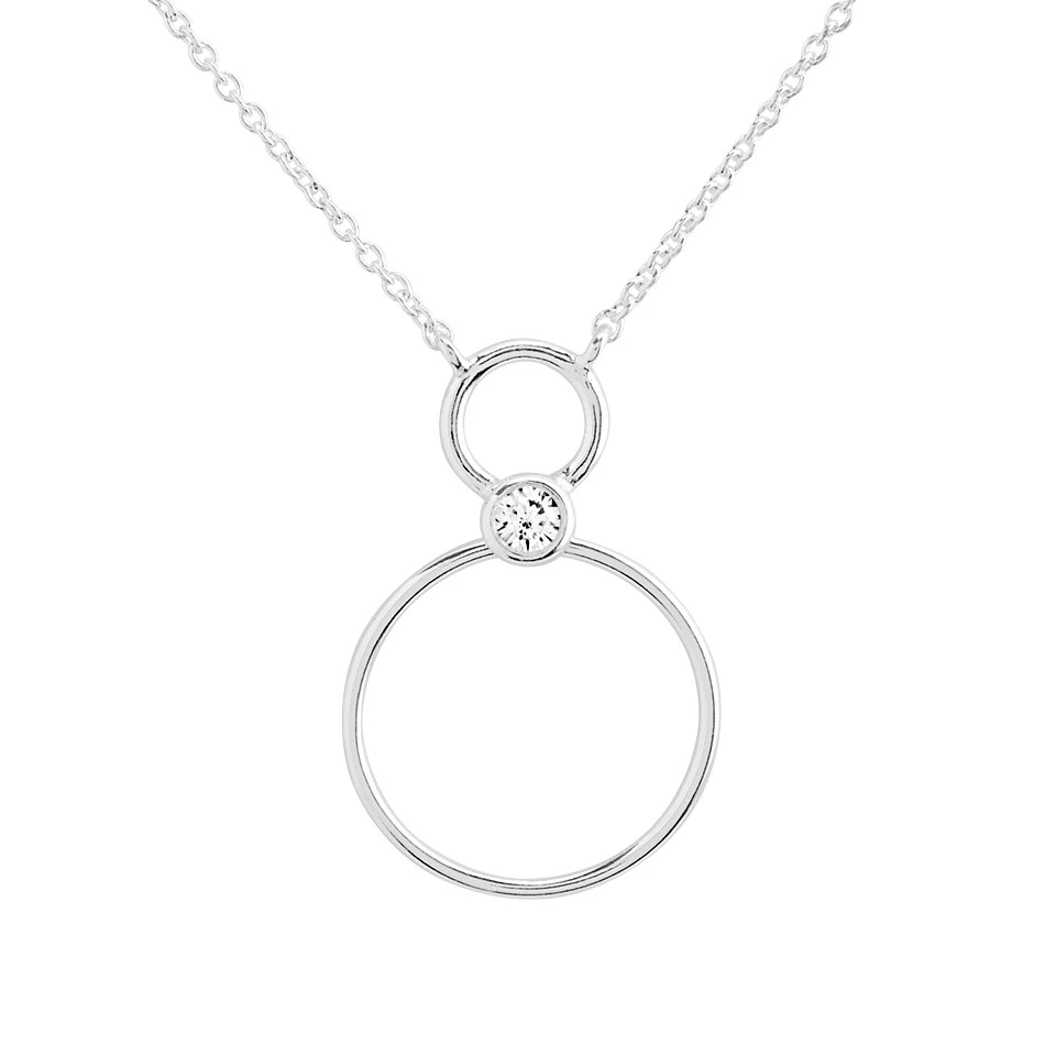 Silver Circle Cubic Zirconia Necklace - F33025 1 Silver Circle Cubic Zirconia Necklace - F33025