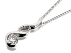 Silver Cubic Zirconia Wave Necklace - F3380