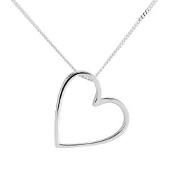 Silver Cut Out Heart Necklace - F3395