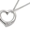 Silver Diamond Set Floating Heart Pendant And Chain - F3412