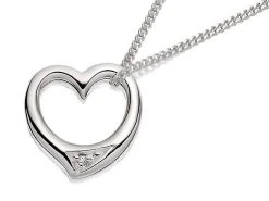 Silver Diamond Set Floating Heart Pendant And Chain - F3412