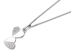 Silver Cubic Zirconia Double Heart Necklace - F3501