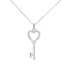 Silver Cubic Zirconia Key Necklace - F35154