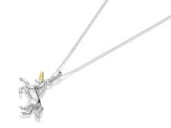 Sterling Silver Two Tone Unicorn Necklace - F3539