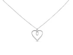 Silver Cubic Zirconia Heart Necklace - F3560
