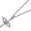 Silver Cubic Zirconia Angel Cross Necklace - F3622