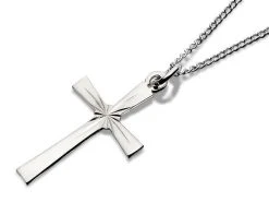Silver Radiating Cross And Chain - F3798