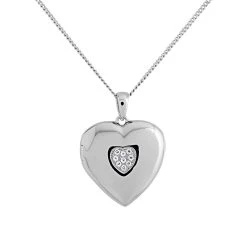 Silver Cubic Zirconia Heart Locket - F4320