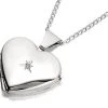 Silver Diamond Heart Locket - F4321