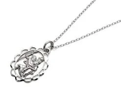 Silver Open Oval St. Christopher And Chain - 18mm - F4546