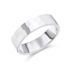 Silver Hammered Band Ring - 5mm - F48001