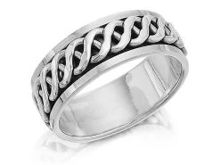 Silver Celtic Revolving Band Ring - F4833
