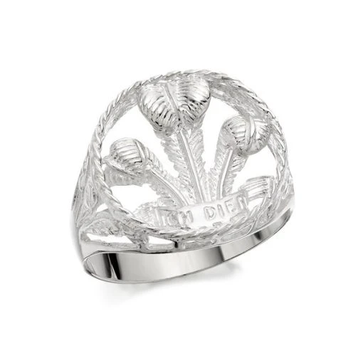 Silver Prince Of Wales Feathers Ring - F4953 -Fhinds Shop F4953 L 1