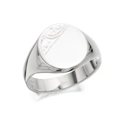 Silver Heavy Oval Signet Ring - F4967
