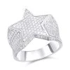 Silver Cubic Zirconia Star Ring - F51001