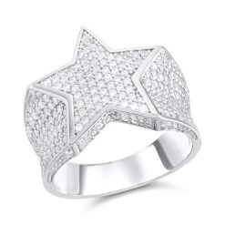 Silver Cubic Zirconia Star Ring - F51001