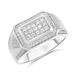 Silver Cubic Zirconia Signet Ring - F5121