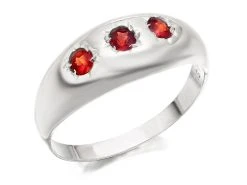 Silver Trilogy Garnet Signet Ring - F5176
