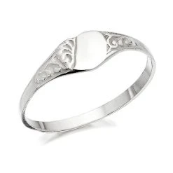 Silver Heart Signet Ring - F5554