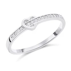 Silver Cubic Zirconia Heart Ring - F60003