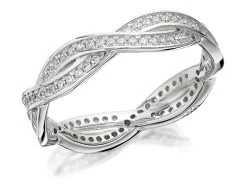 Silver Cubic Zirconia Plait Ring - F6019