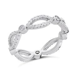 Silver Cubic Zirconia Band Ring - F6050