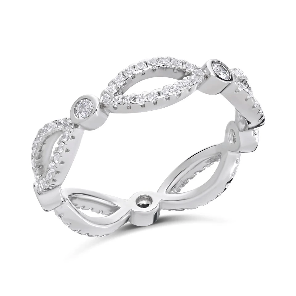 Silver Cubic Zirconia Band Ring - F6050 1 Silver Cubic Zirconia Band Ring - F6050