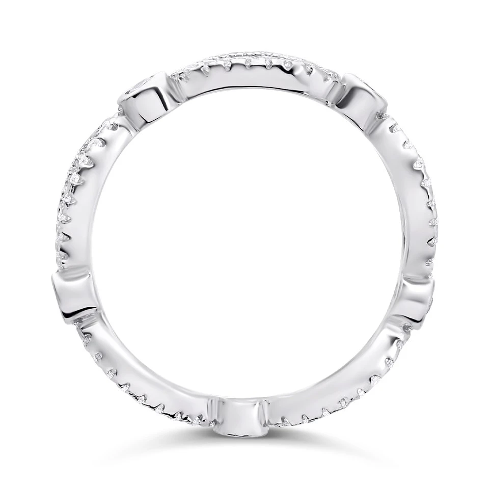 Silver Cubic Zirconia Band Ring - F6050 3 Silver Cubic Zirconia Band Ring - F6050 - Image 3