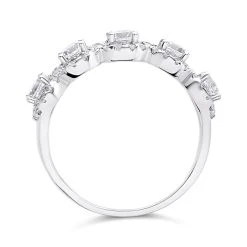Silver Cubic Zirconia Five Halo Ring - F6051 -Fhinds Shop F6051 L 3