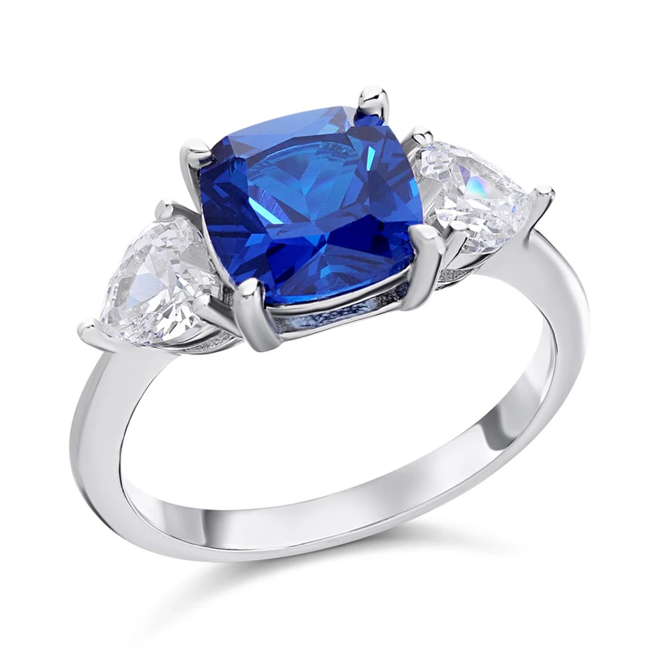 Silver Cubic Zirconia Trilogy Ring - F6053 1 Silver Cubic Zirconia Trilogy Ring - F6053