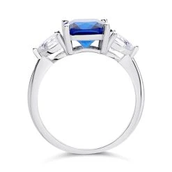 Silver Cubic Zirconia Trilogy Ring - F6053 5 Silver Cubic Zirconia Trilogy Ring - F6053 -Fhinds Shop F6053 L 3