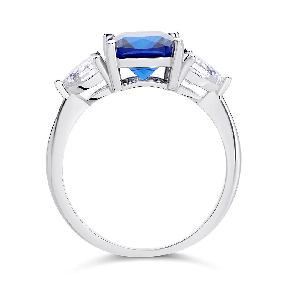 Silver Cubic Zirconia Trilogy Ring - F6053 3 Silver Cubic Zirconia Trilogy Ring - F6053 - Image 3