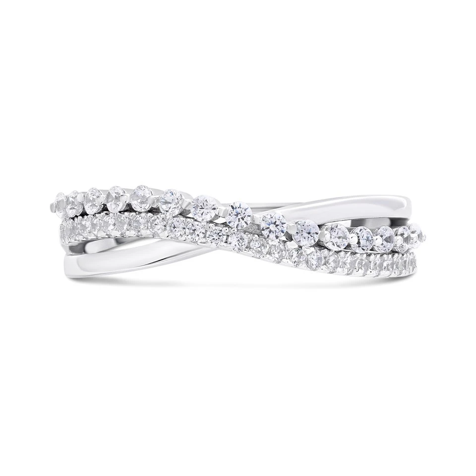 Silver Cubic Zirconia Wave Ring - F6057 2 Silver Cubic Zirconia Wave Ring - F6057 - Image 2