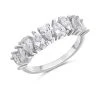 Silver Cubic Zirconia Pear Band Ring - F6088