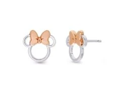 Disney Silver And Rose Plated Minnie Mouse Stud Earrings - 10mm - F6705