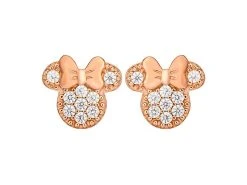 Disney Silver And Rose Plated Minnie Mouse Crystal Stud Earrings - 10mm - F6714