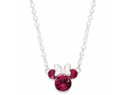 Disney Silver Minnie Mouse Fuchsia Crystal Necklace - F6719