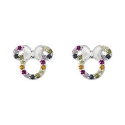 Disney Silver Rainbow Cubic Zirconia Minnie Mouse Stud Earrings - F6756