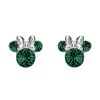 Disney Silver Minnie Green Crystal Birthstone Stud Earrings - May - F6779