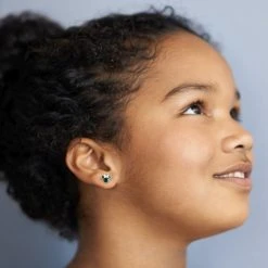 Disney Silver Minnie Green Crystal Birthstone Stud Earrings - May - F6779 -Fhinds Shop F6779 L 4